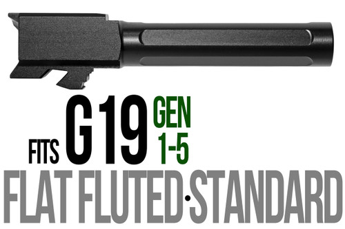 Fits Glock 19 9mm Match 5 Sided Flat Fluted Threaded Barrel