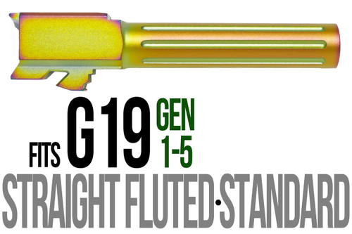 Fits Glock 19 9mm Match Straight Fluted Barrel in Gold
