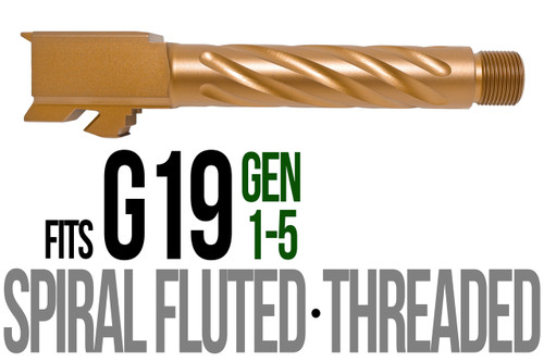 Fits Glock 19 9mm Match Straight Fluted Barrel Threaded in Copper