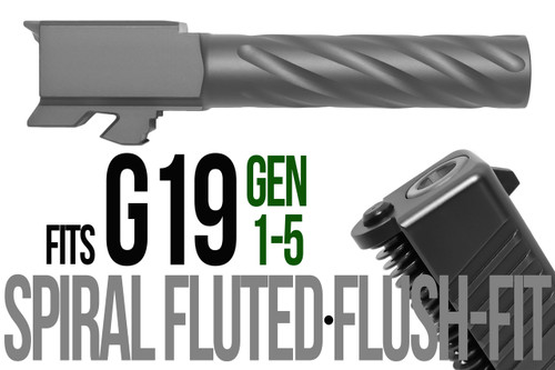 Fits Glock 19 9mm Match Thick Spiral Fluted Barrel 2 Tone in Gold