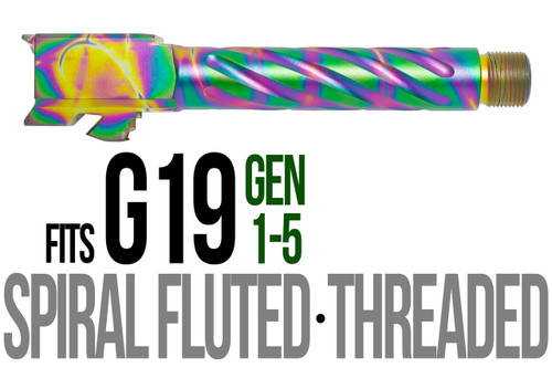 Fits Glock 19 9mm Match Thick Spiral Fluted Barrel Threaded in Chameleon