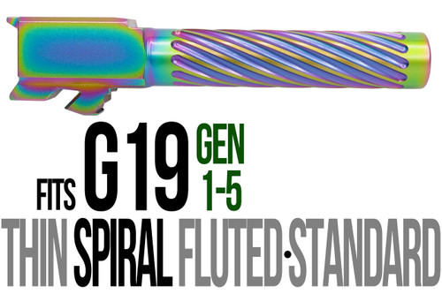 Fits Glock 19 9mm Match Thin Spiral Fluted Barrel Threaded in Radio Active