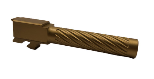 Fits Glock 19 9mm Match Thin Spiral Fluted Threaded Barrel  in Gold