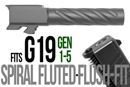 Fits Glock 19 9mm Thick Spiral Flush Fit Barrel in Dark Earth